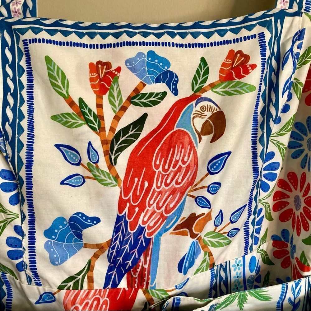 NEW FARM Rio Tropical Tiles Romper Tropical Macaw Shorts Cotton Beaded Size XL - Picture 7 of 16